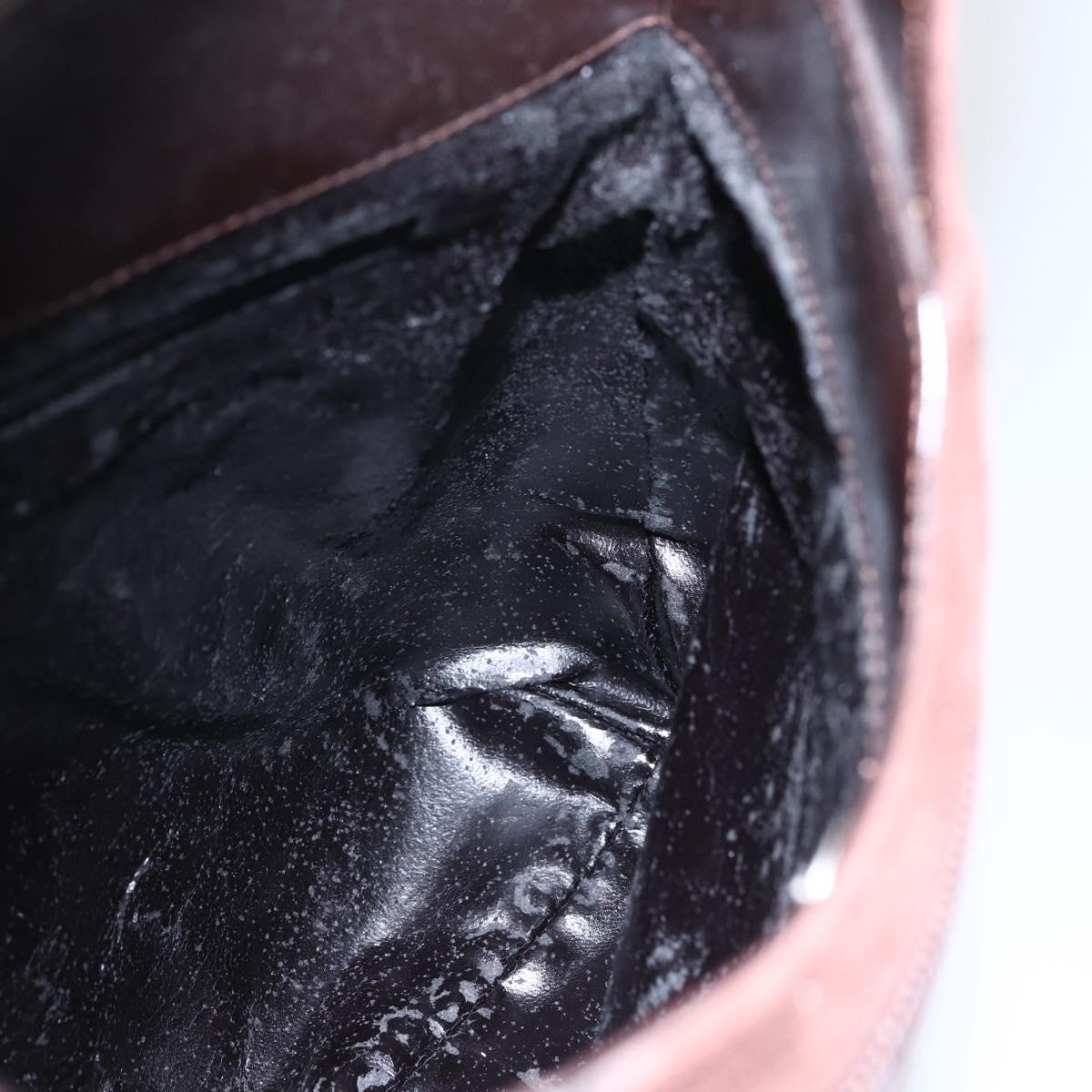 GUCCI Shoulder Bag Suede Brown Silver Auth 154501