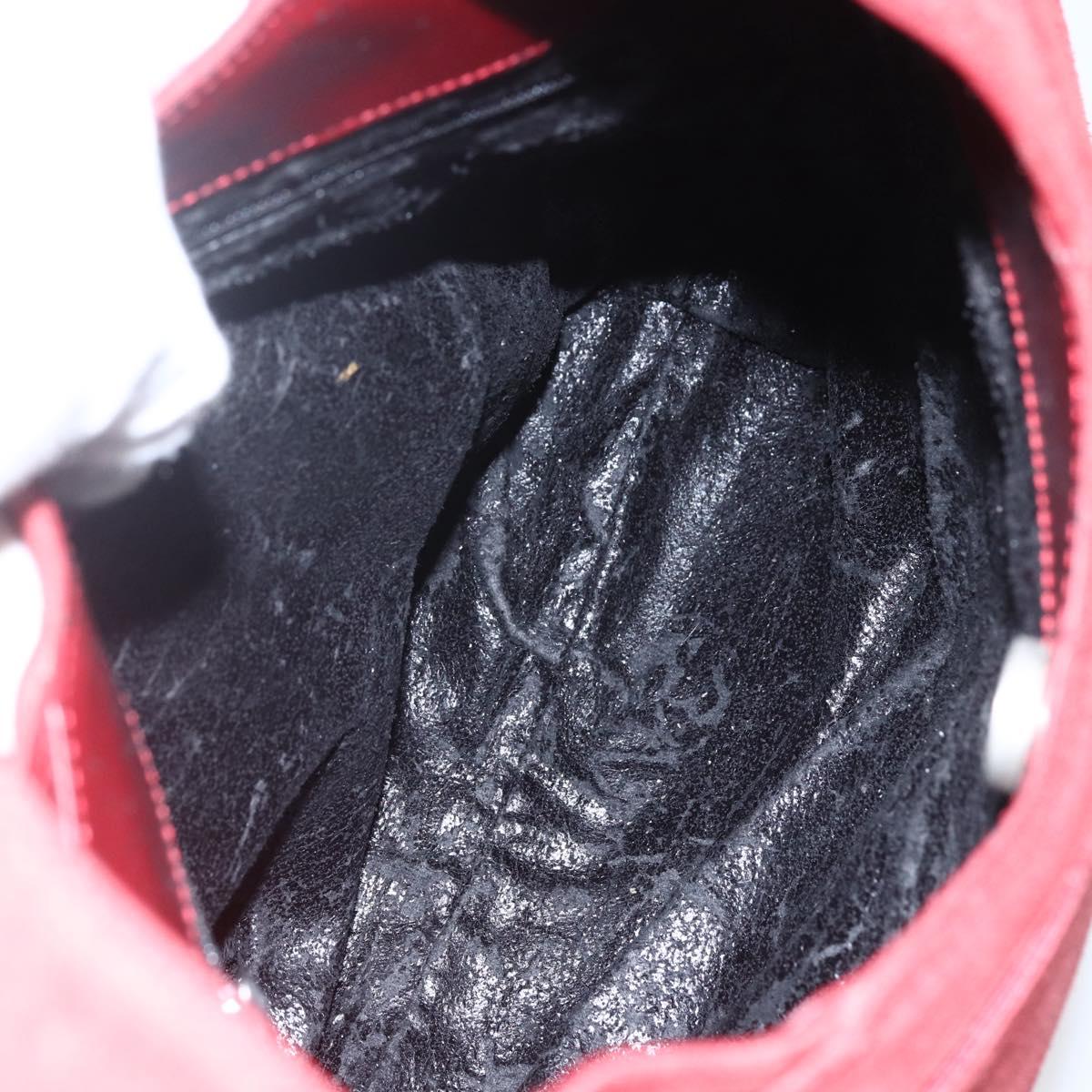 GUCCI Shoulder Bag Suede Red Silver Auth 154502