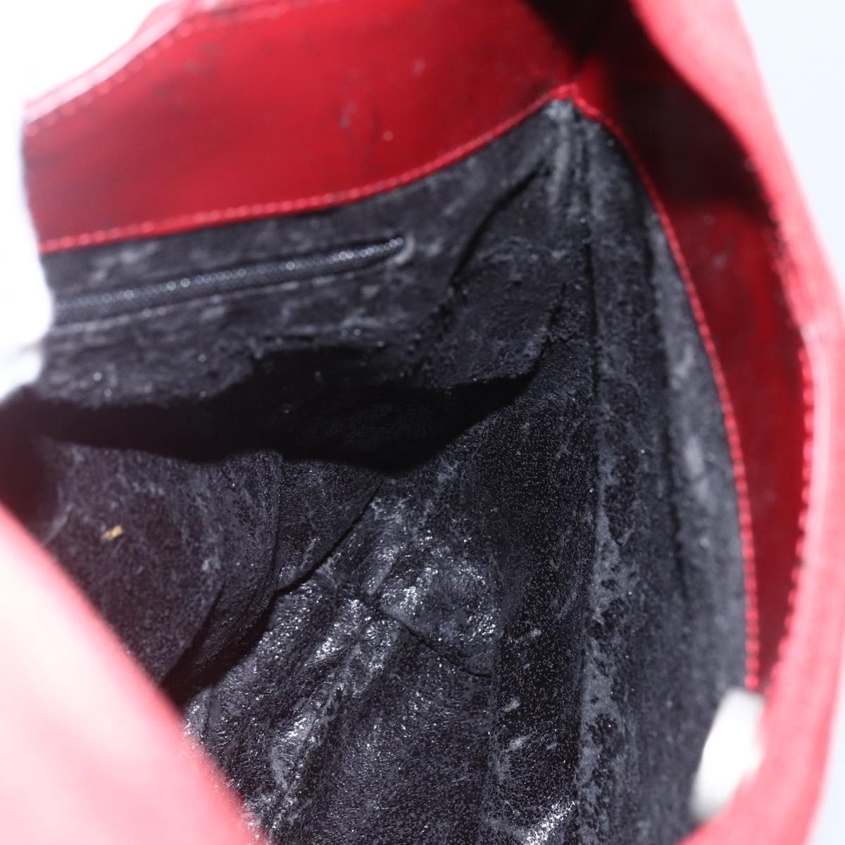 GUCCI Shoulder Bag Suede Red Silver Auth 154502