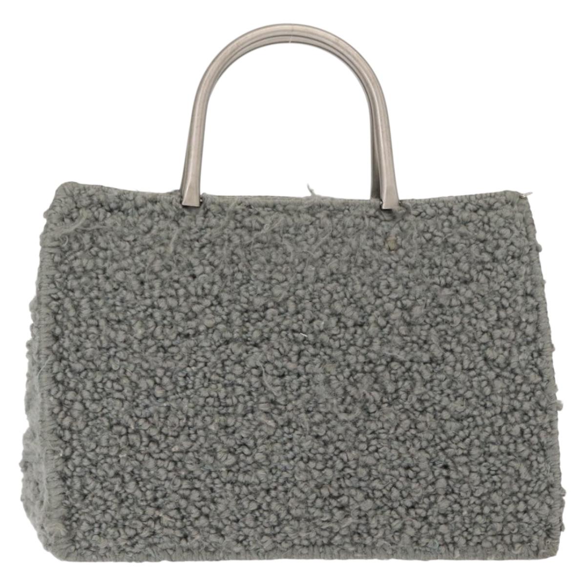Salvatore Ferragamo Hand Bag Wool Gray Silver Auth 154503