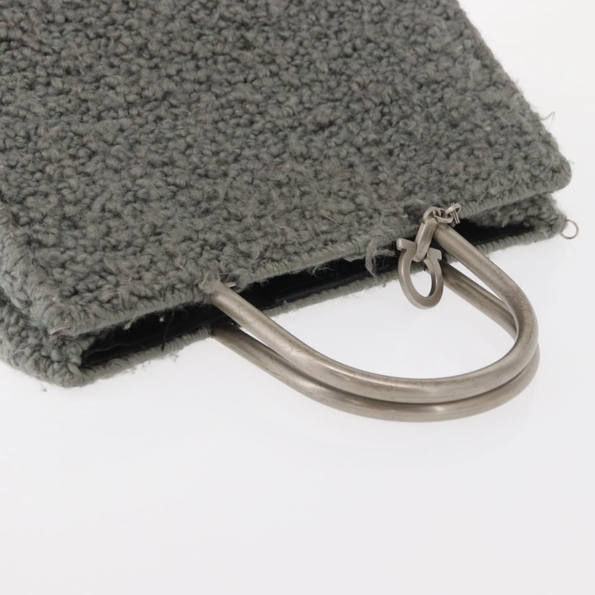 Salvatore Ferragamo Hand Bag Wool Gray Silver Auth 154503