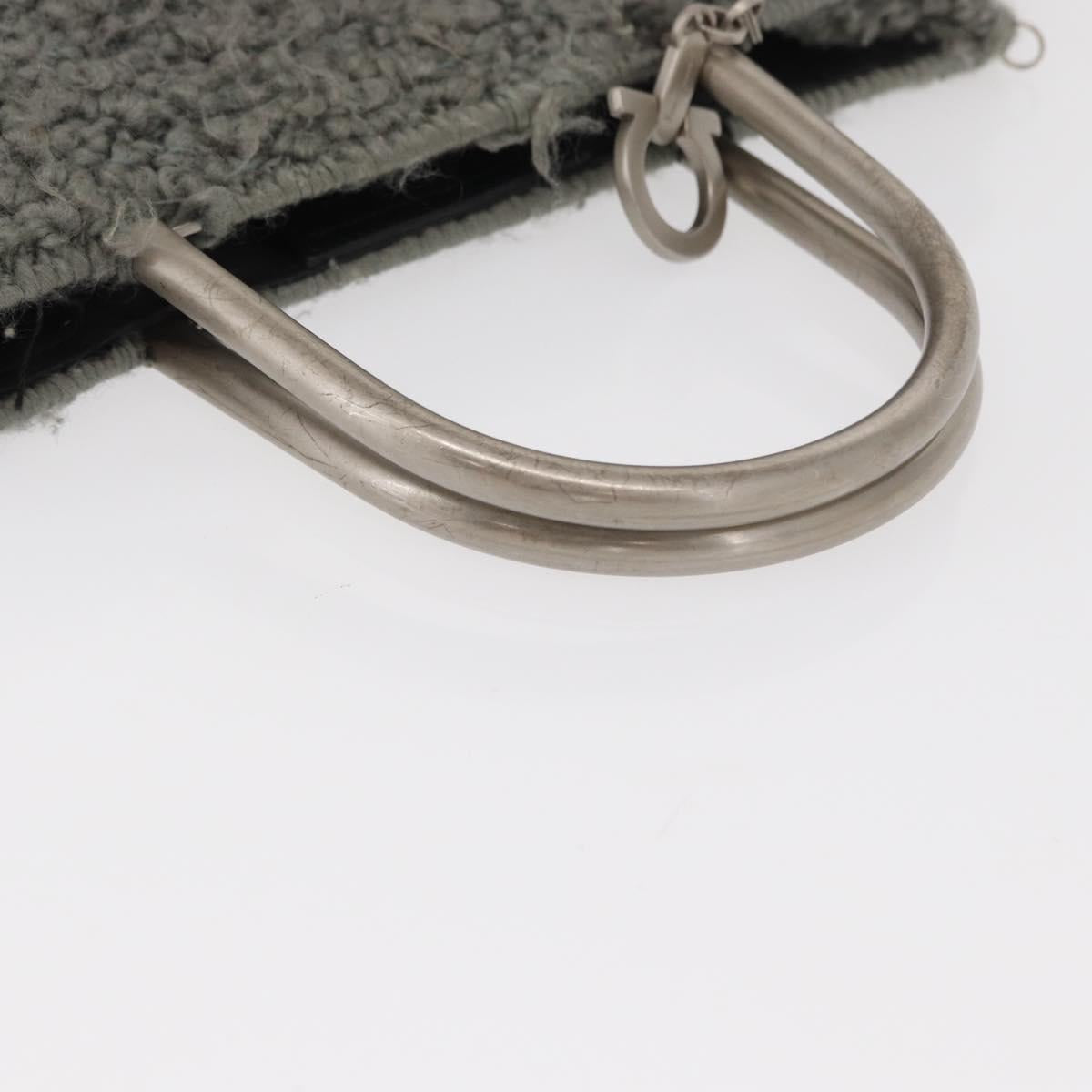 Salvatore Ferragamo Hand Bag Wool Gray Silver Auth 154503