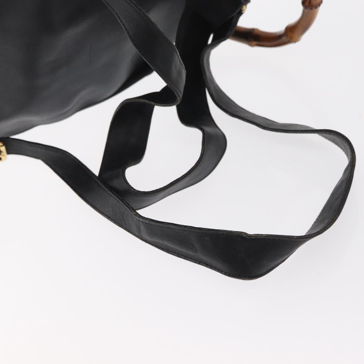 GUCCI Bamboo Backpack Leather Black Gold 003 2058 0016 Auth 154504