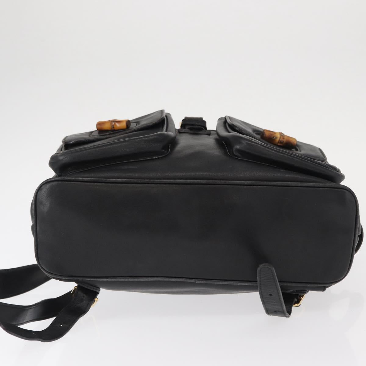 GUCCI Bamboo Backpack Leather Black Gold 003 2058 0016 Auth 154504