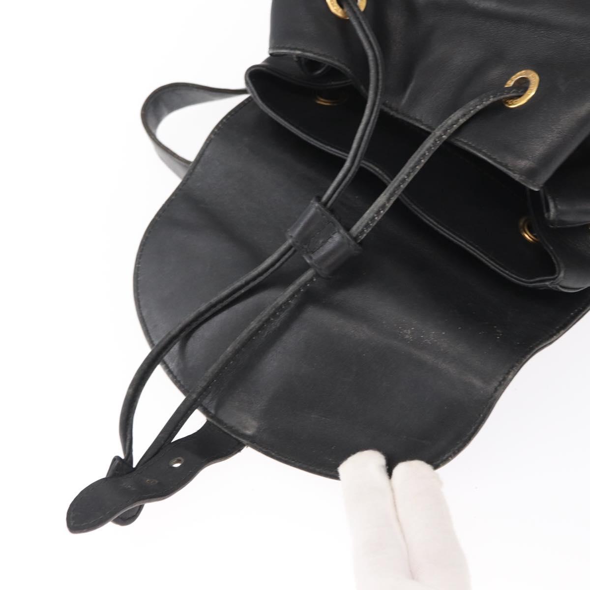GUCCI Bamboo Backpack Leather Black Gold 003 2058 0016 Auth 154504