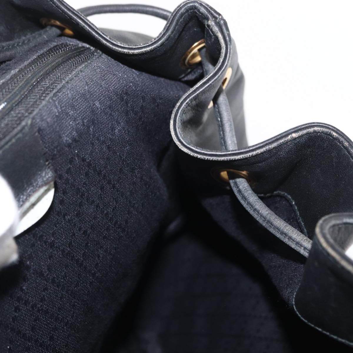 GUCCI Bamboo Backpack Leather Black Gold 003 2058 0016 Auth 154504