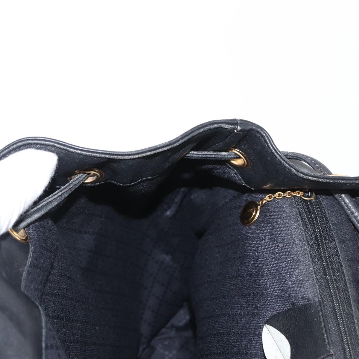GUCCI Bamboo Backpack Leather Black Gold 003 2058 0016 Auth 154504