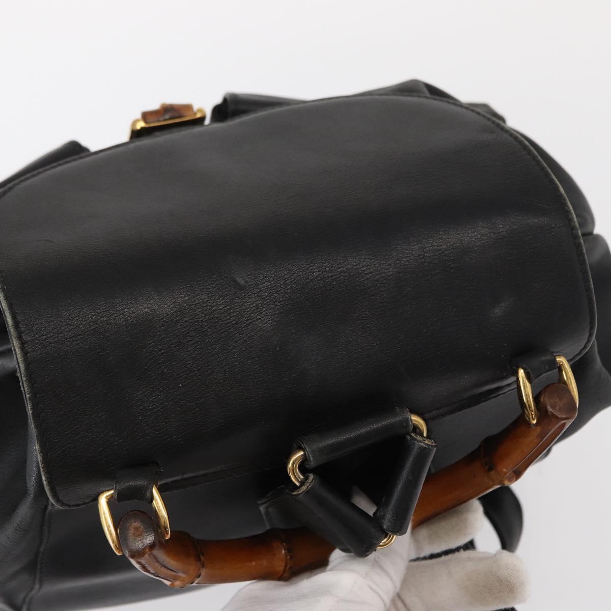 GUCCI Bamboo Backpack Leather Black Gold 003 2058 0016 Auth 154504