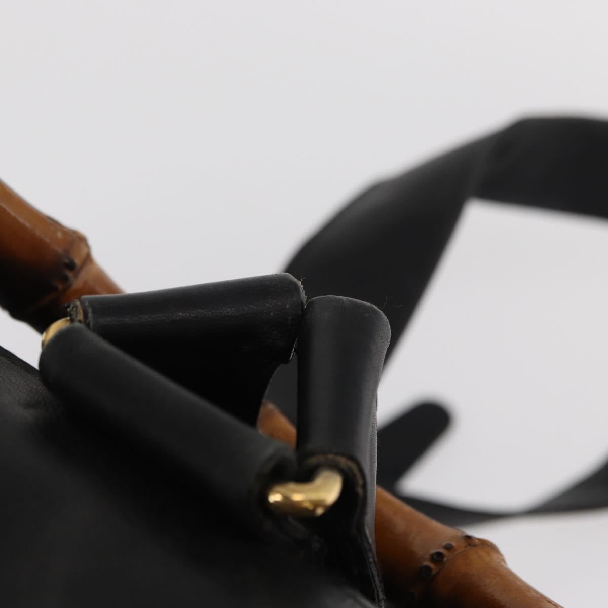GUCCI Bamboo Backpack Leather Black Gold 003 2058 0016 Auth 154504