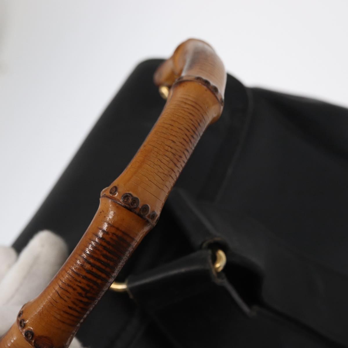 GUCCI Bamboo Backpack Leather Black Gold 003 2058 0016 Auth 154504