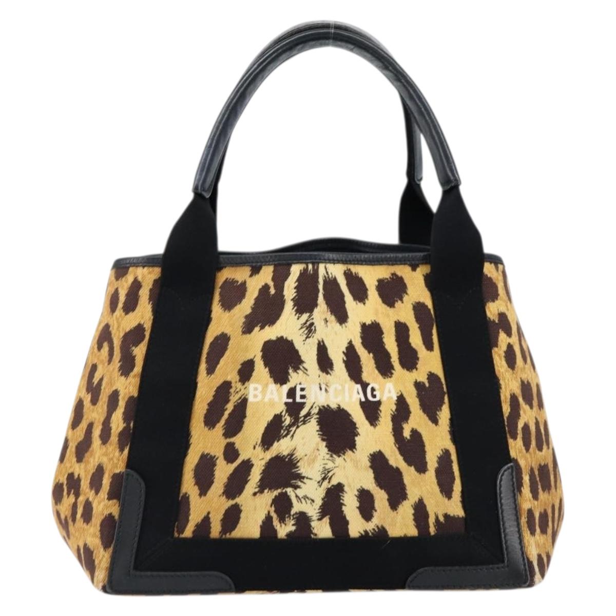 BALENCIAGA Cabas S Hand Bag Canvas Brown Silver 339933 Auth 154505