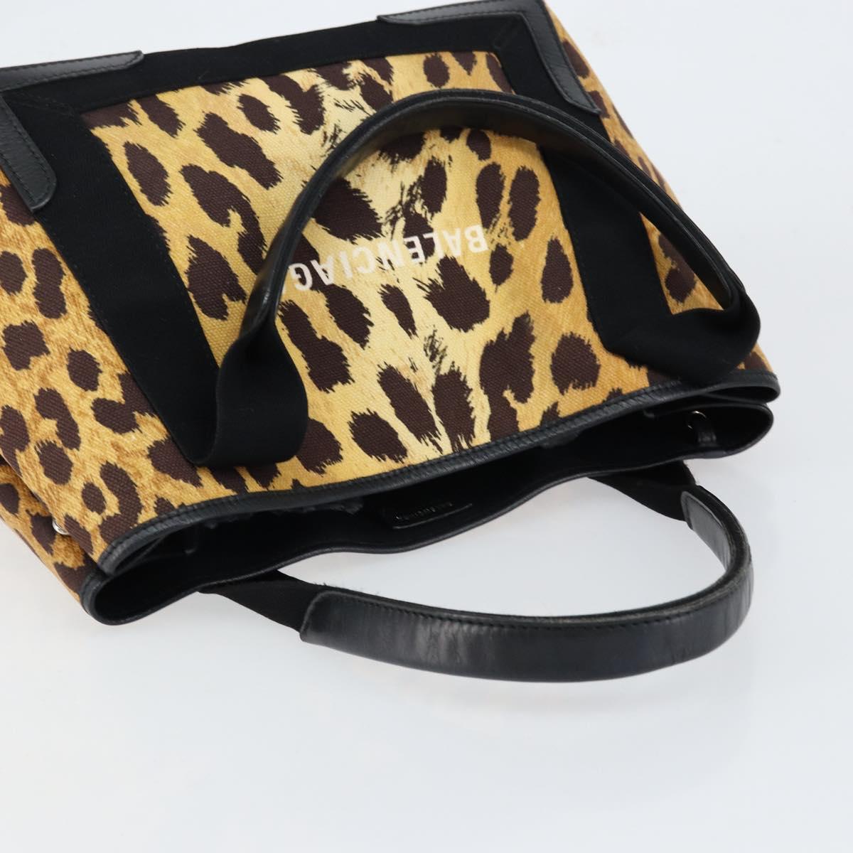 BALENCIAGA Cabas S Hand Bag Canvas Brown Silver 339933 Auth 154505