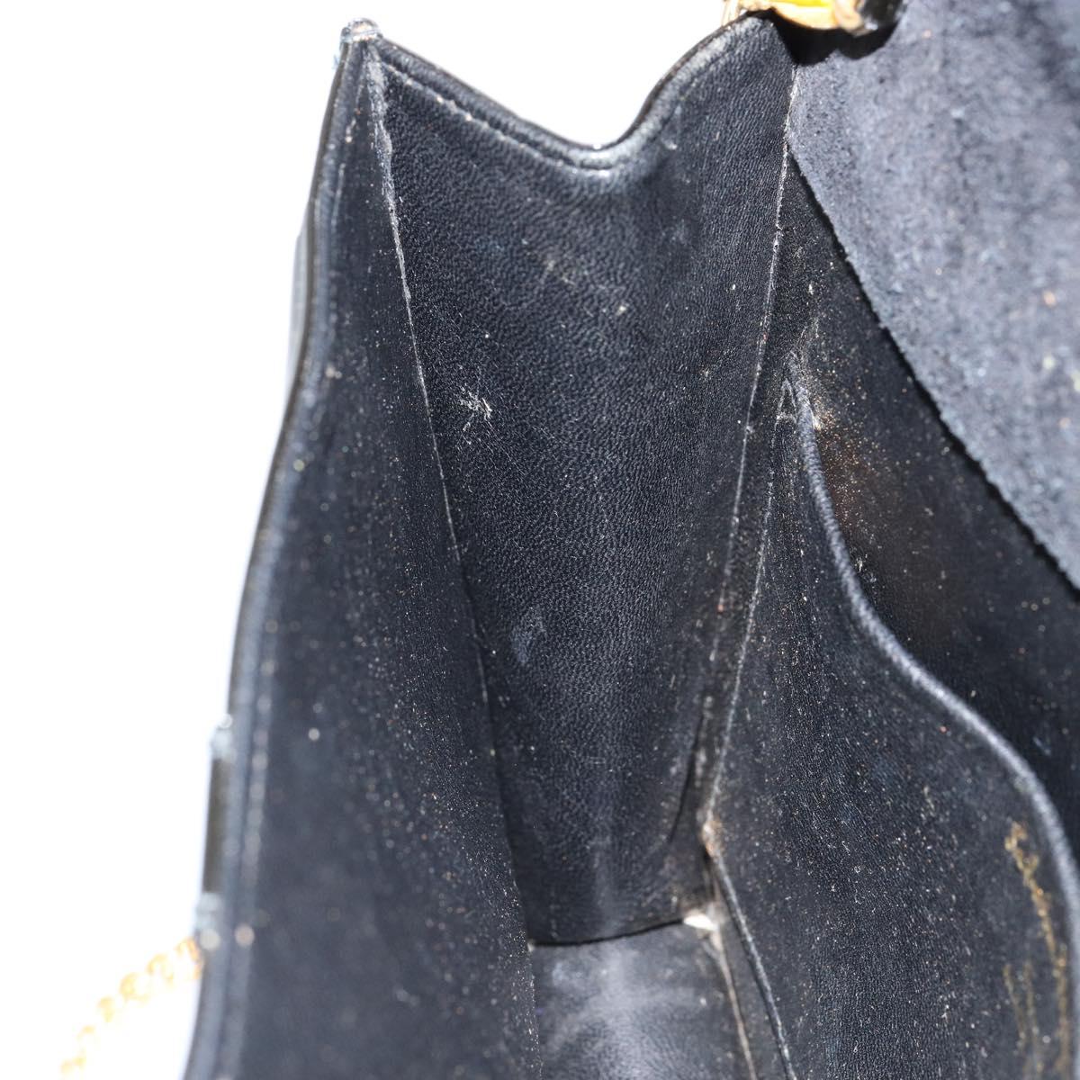 Salvatore Ferragamo Shoulder Bag Patent leather Black Gold Auth 154506