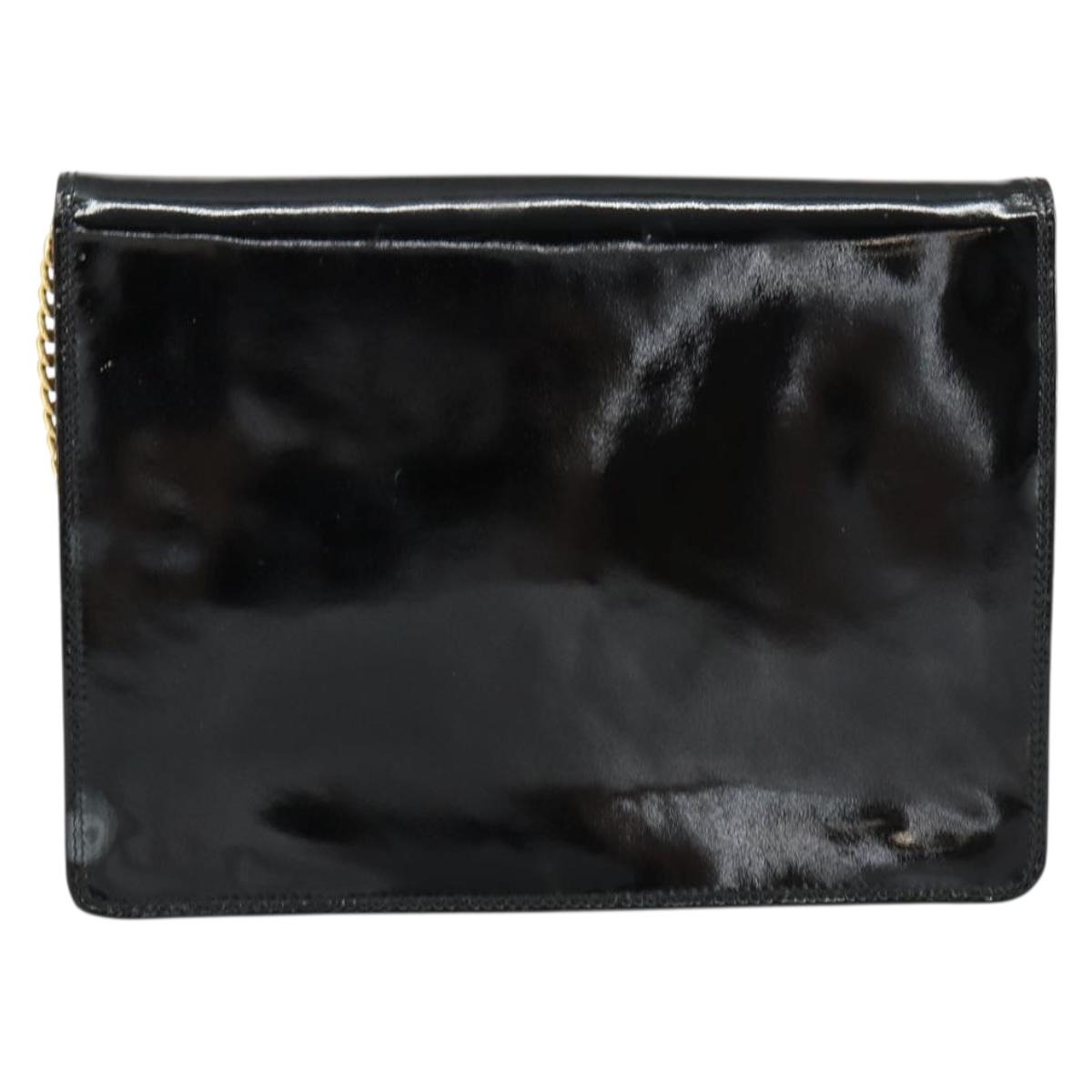 Salvatore Ferragamo Shoulder Bag Patent leather Black Gold Auth 154506