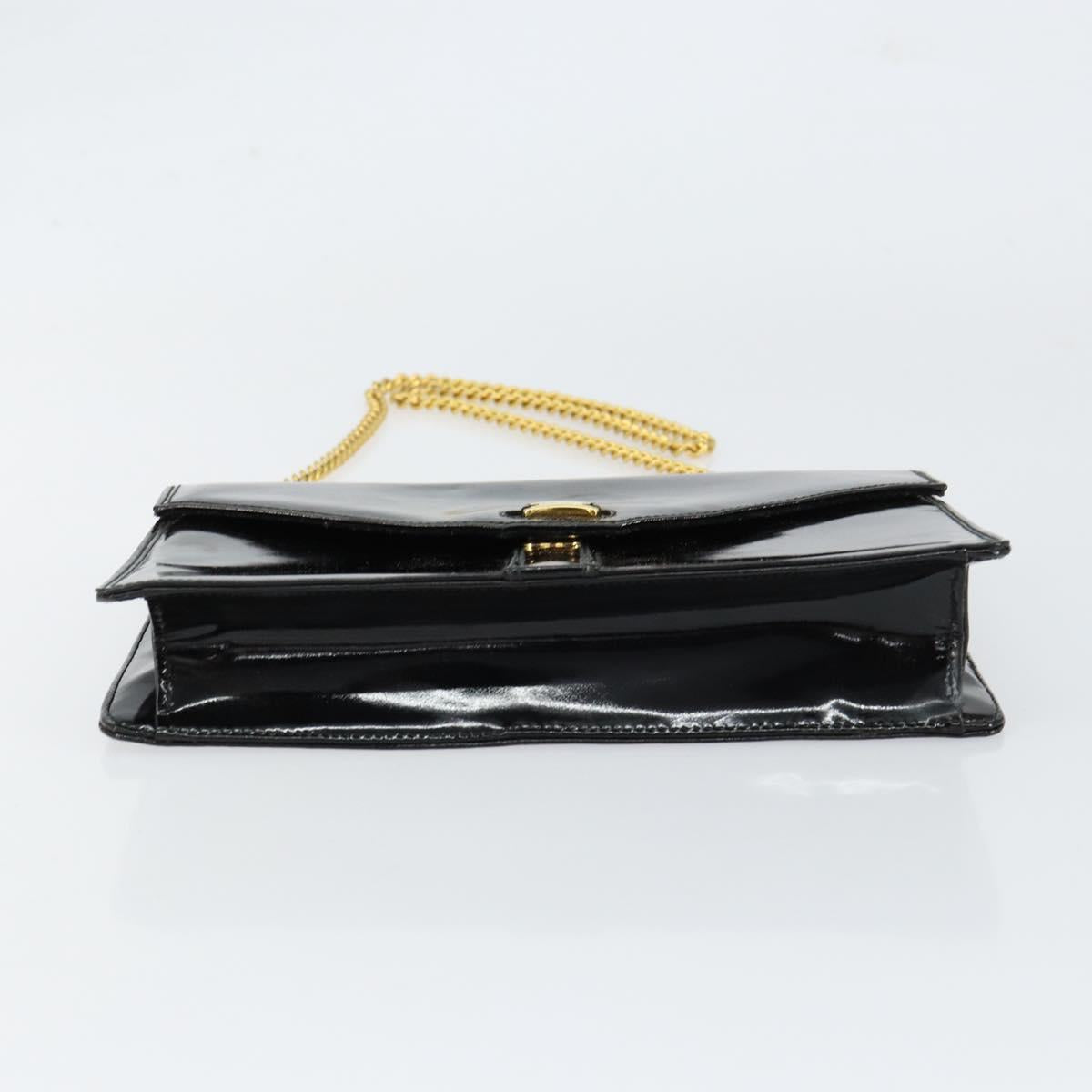 Salvatore Ferragamo Shoulder Bag Patent leather Black Gold Auth 154506