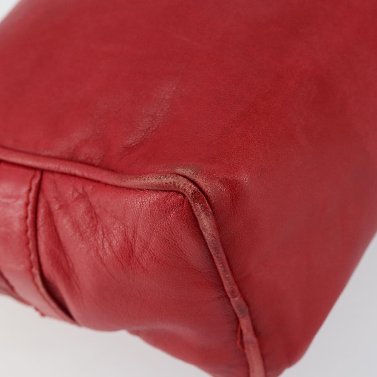 LOEWE Anagram Shoulder Bag Leather Red Gold Auth 154507