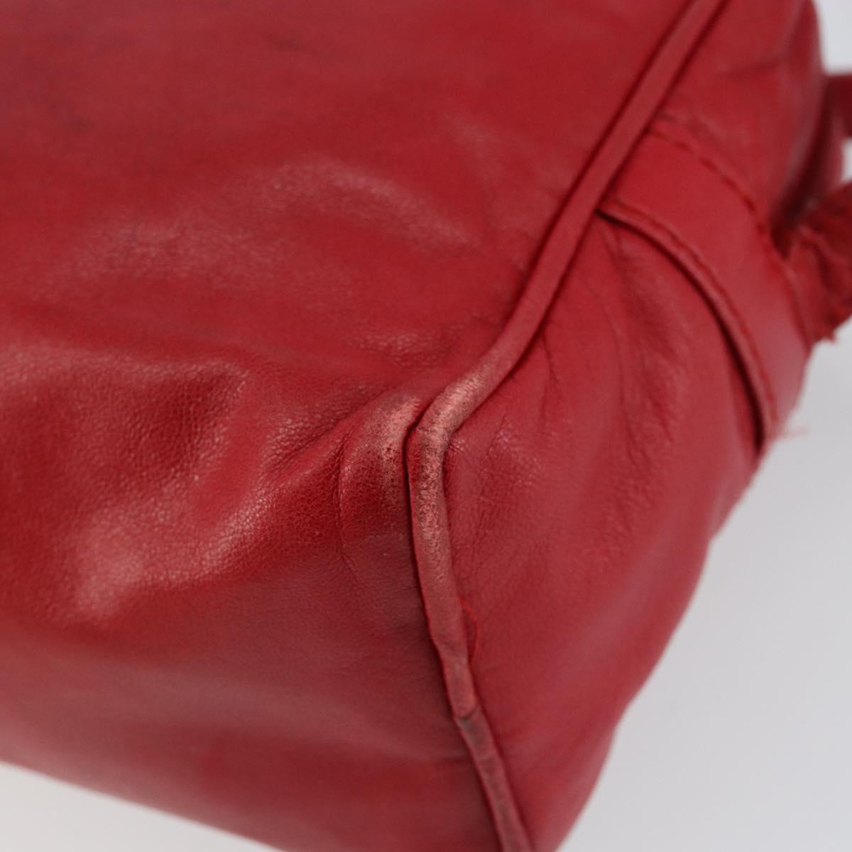 LOEWE Anagram Shoulder Bag Leather Red Gold Auth 154507