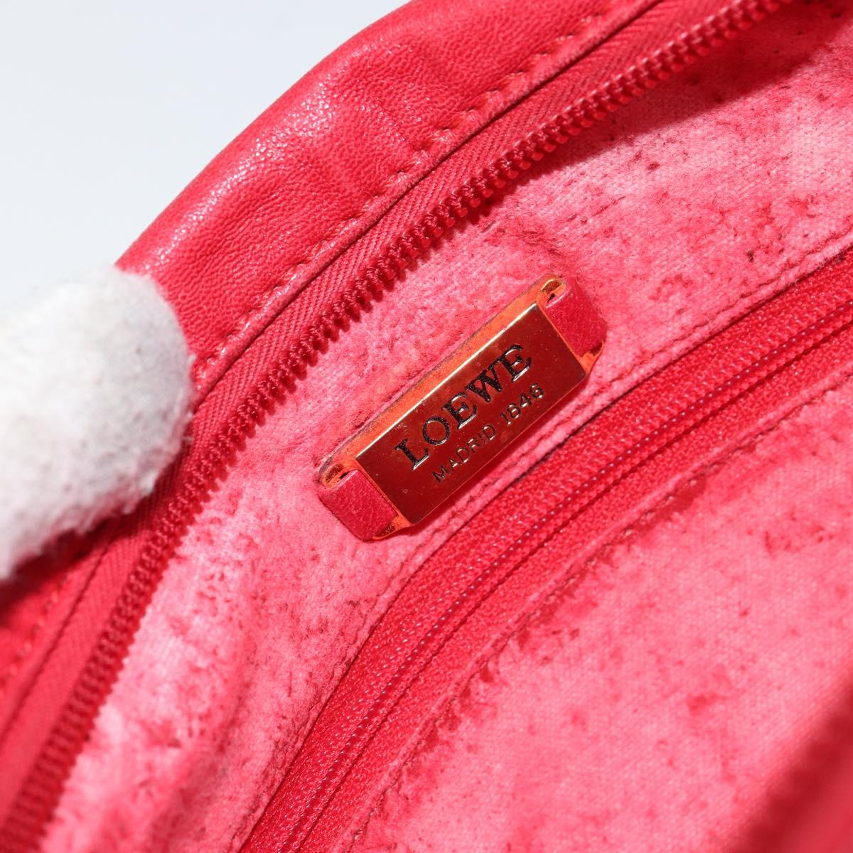 LOEWE Anagram Shoulder Bag Leather Red Gold Auth 154507