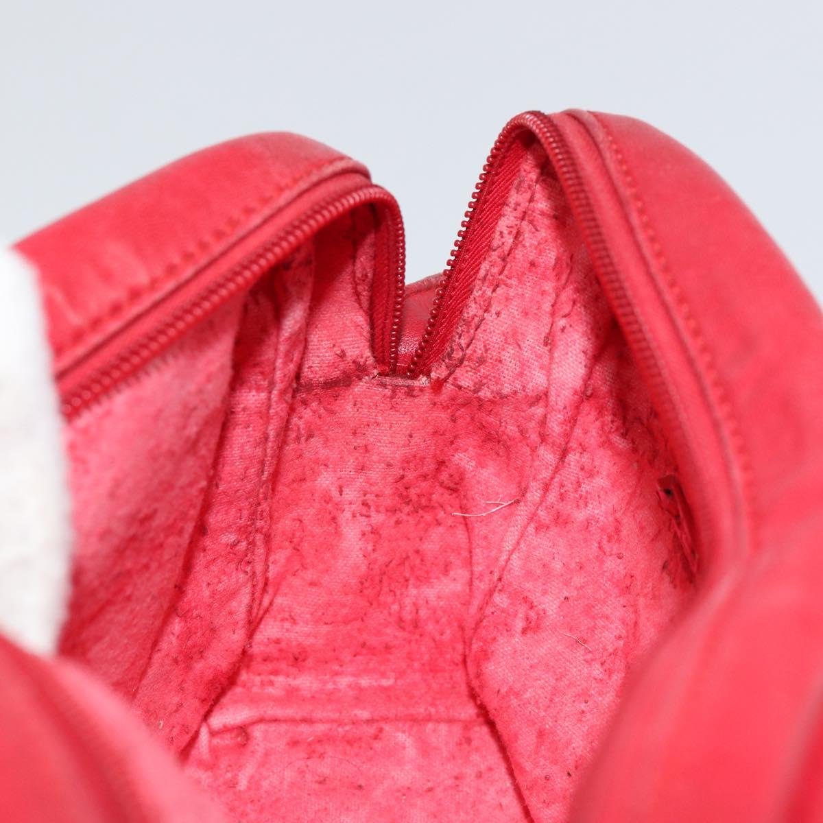 LOEWE Anagram Shoulder Bag Leather Red Gold Auth 154507