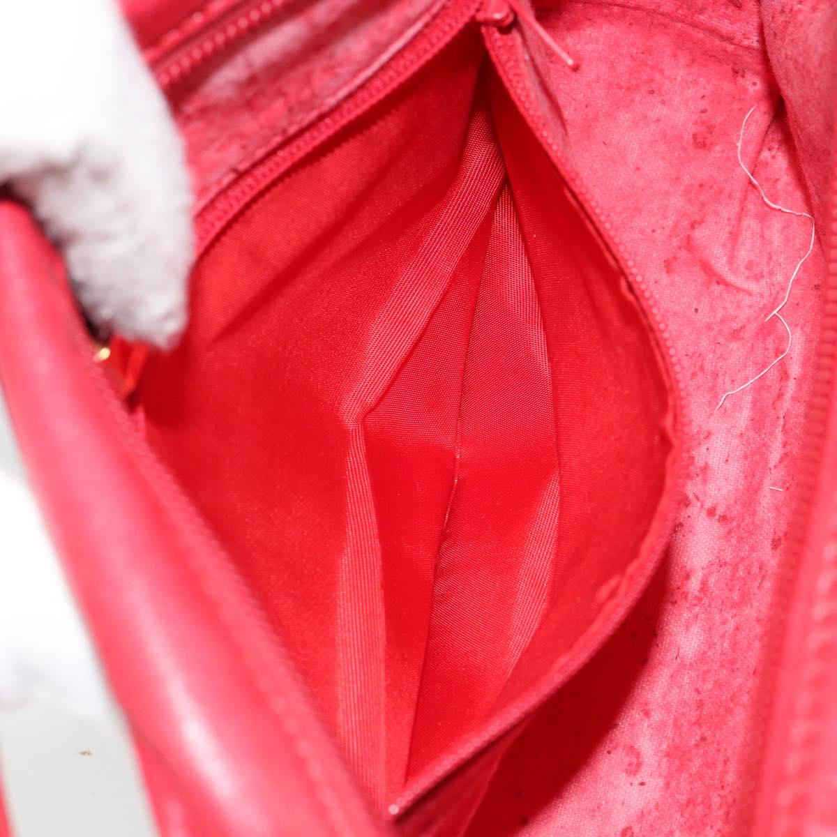 LOEWE Anagram Shoulder Bag Leather Red Gold Auth 154507