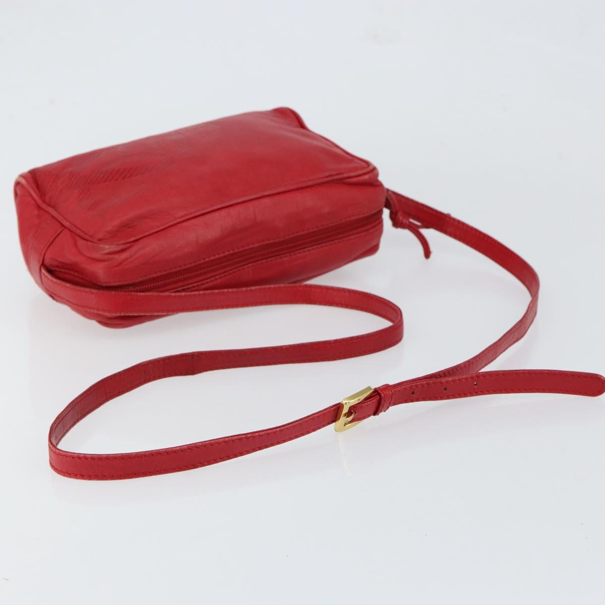LOEWE Anagram Shoulder Bag Leather Red Gold Auth 154507