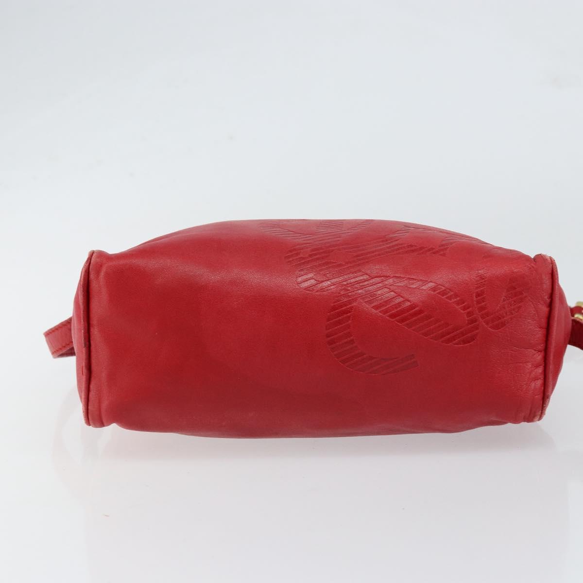 LOEWE Anagram Shoulder Bag Leather Red Gold Auth 154507