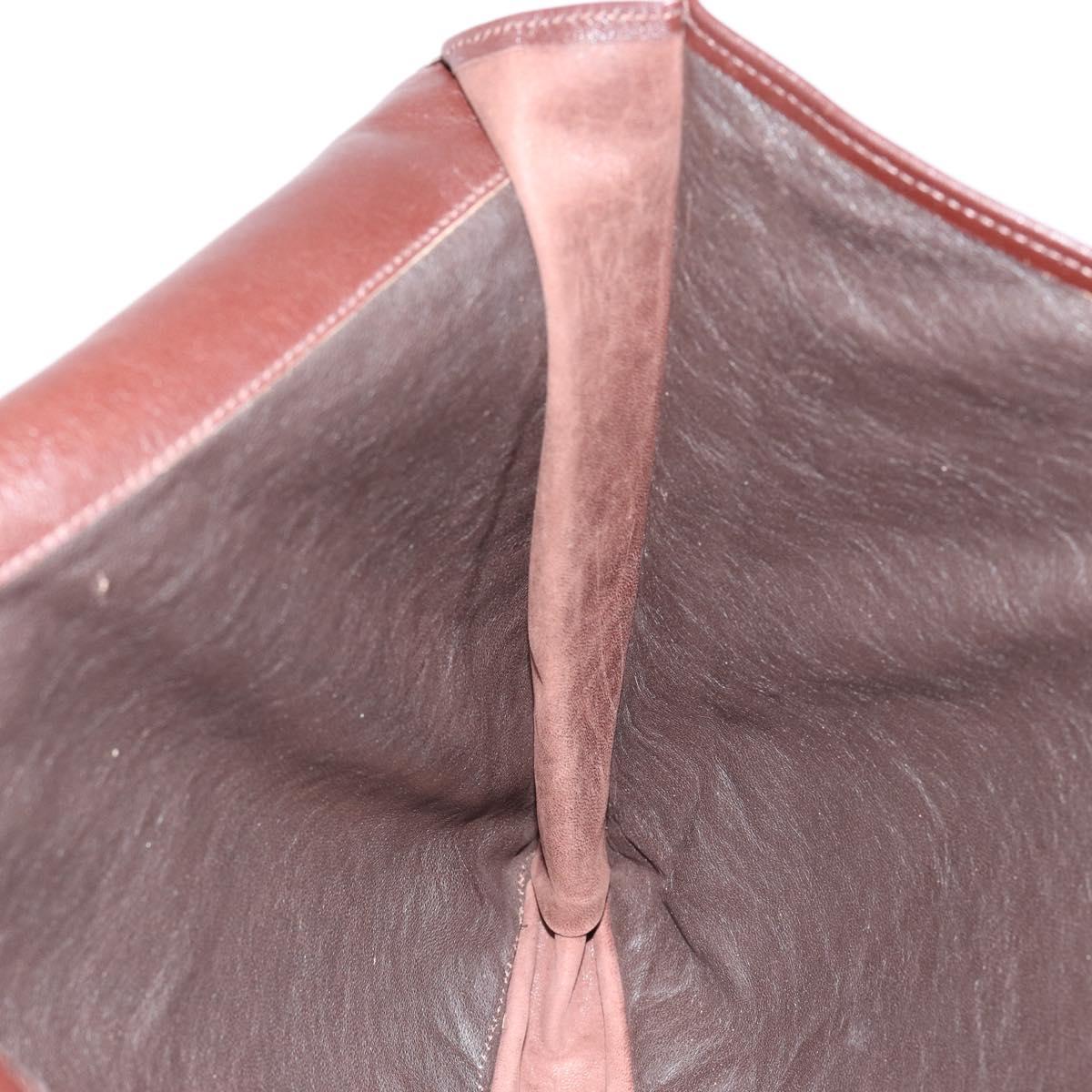 CELINE Clutch Bag Leather Brown Gold Auth 154509