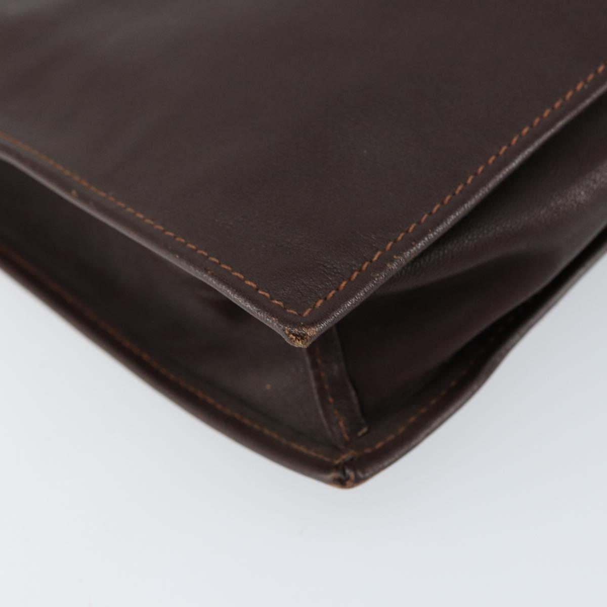 CELINE Clutch Bag Leather Brown Gold Auth 154509