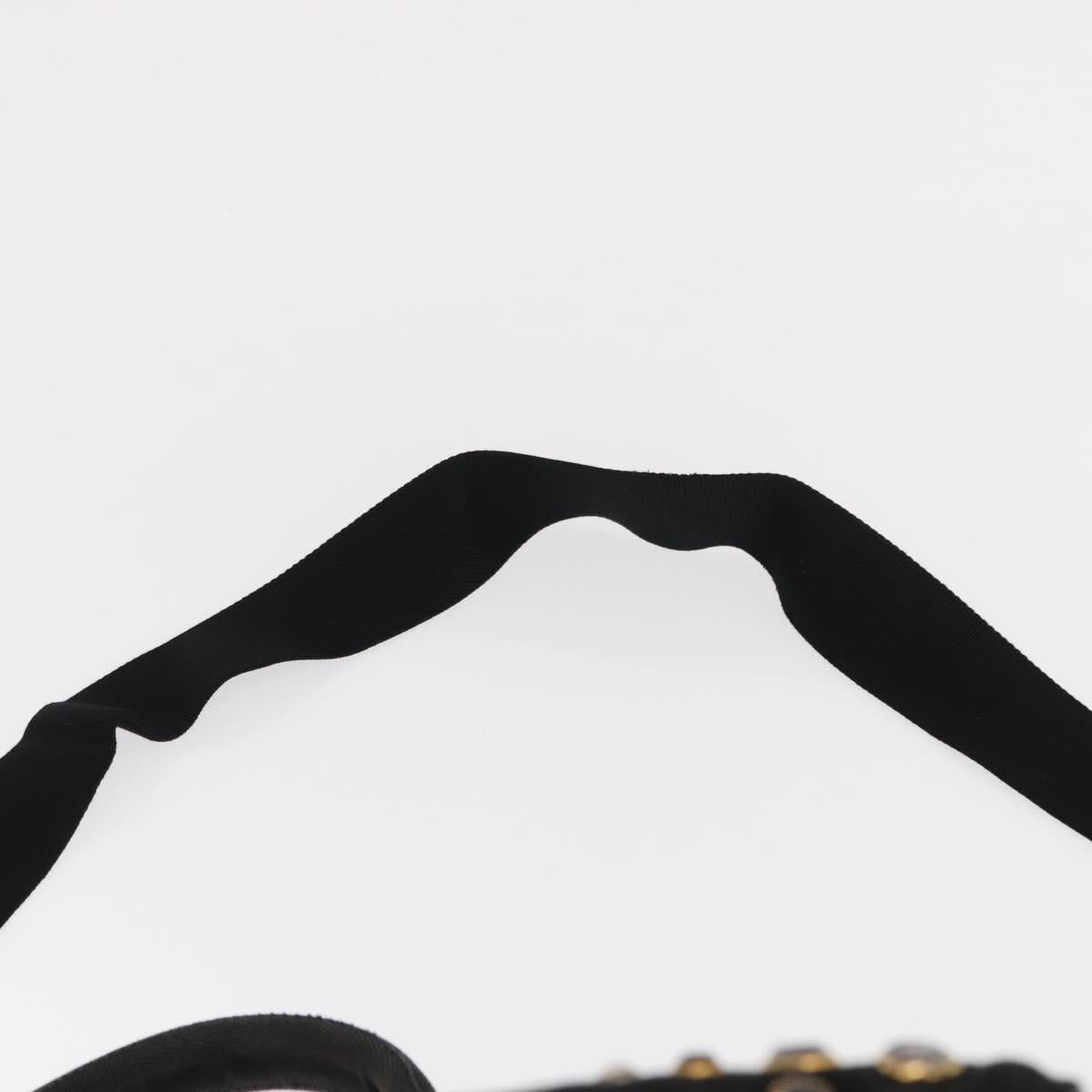 PRADA Studs Canapa GM Hand Bag Canvas 2way Black Gold Auth 154510