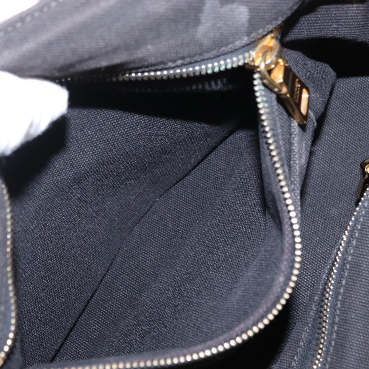 PRADA Studs Canapa GM Hand Bag Canvas 2way Black Gold Auth 154510