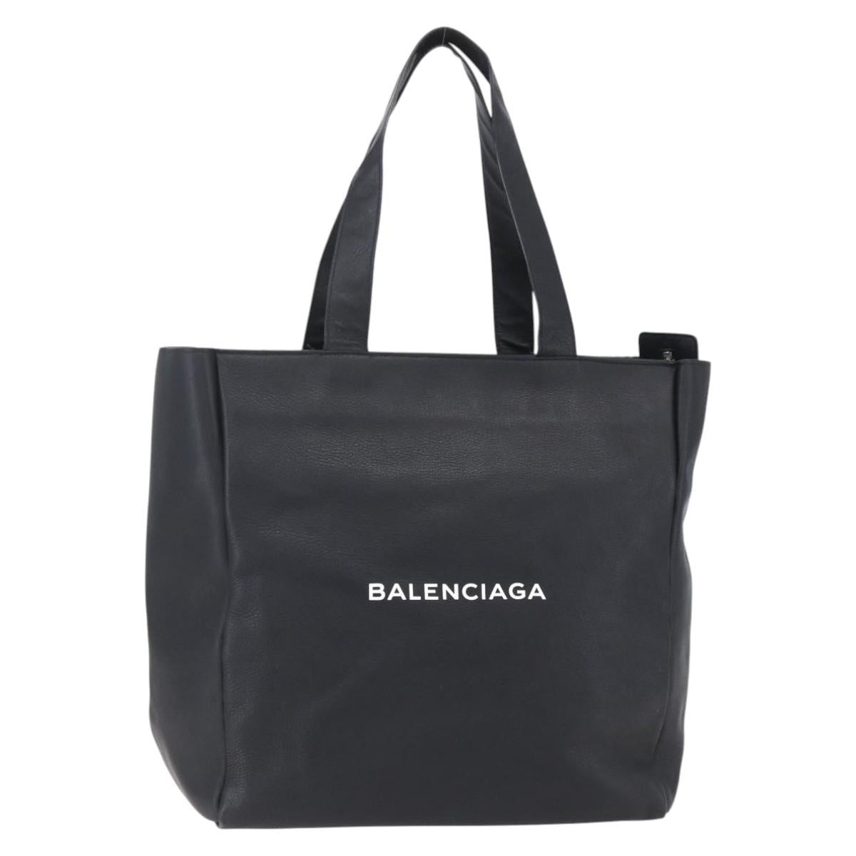 BALENCIAGA Tote Bag Leather Black Silver Auth 154511