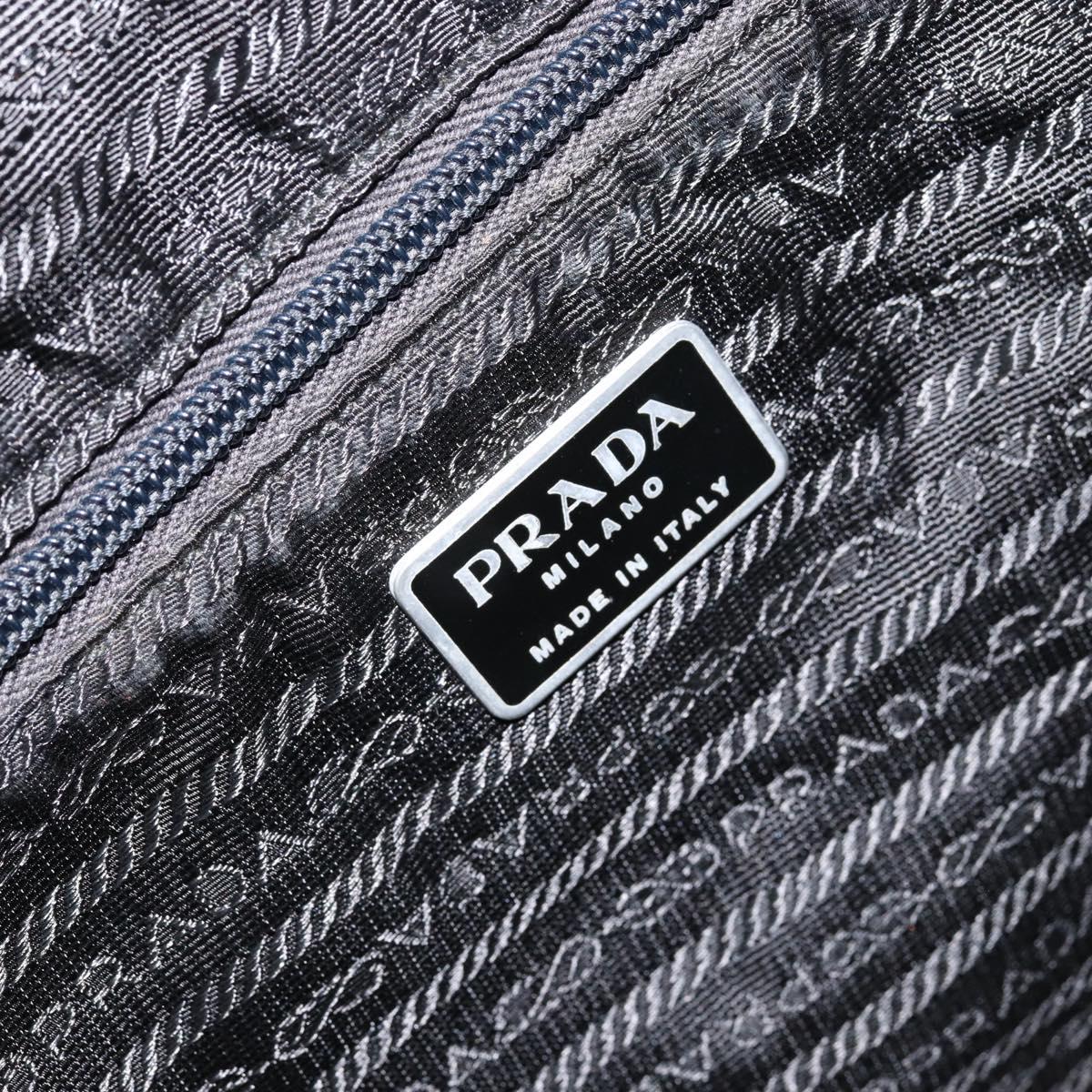 PRADA Hand Bag Nylon Black Silver Auth 154512
