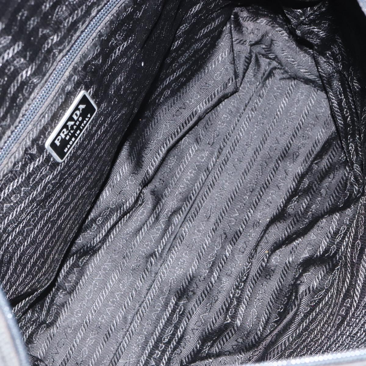 PRADA Hand Bag Nylon Black Silver Auth 154512