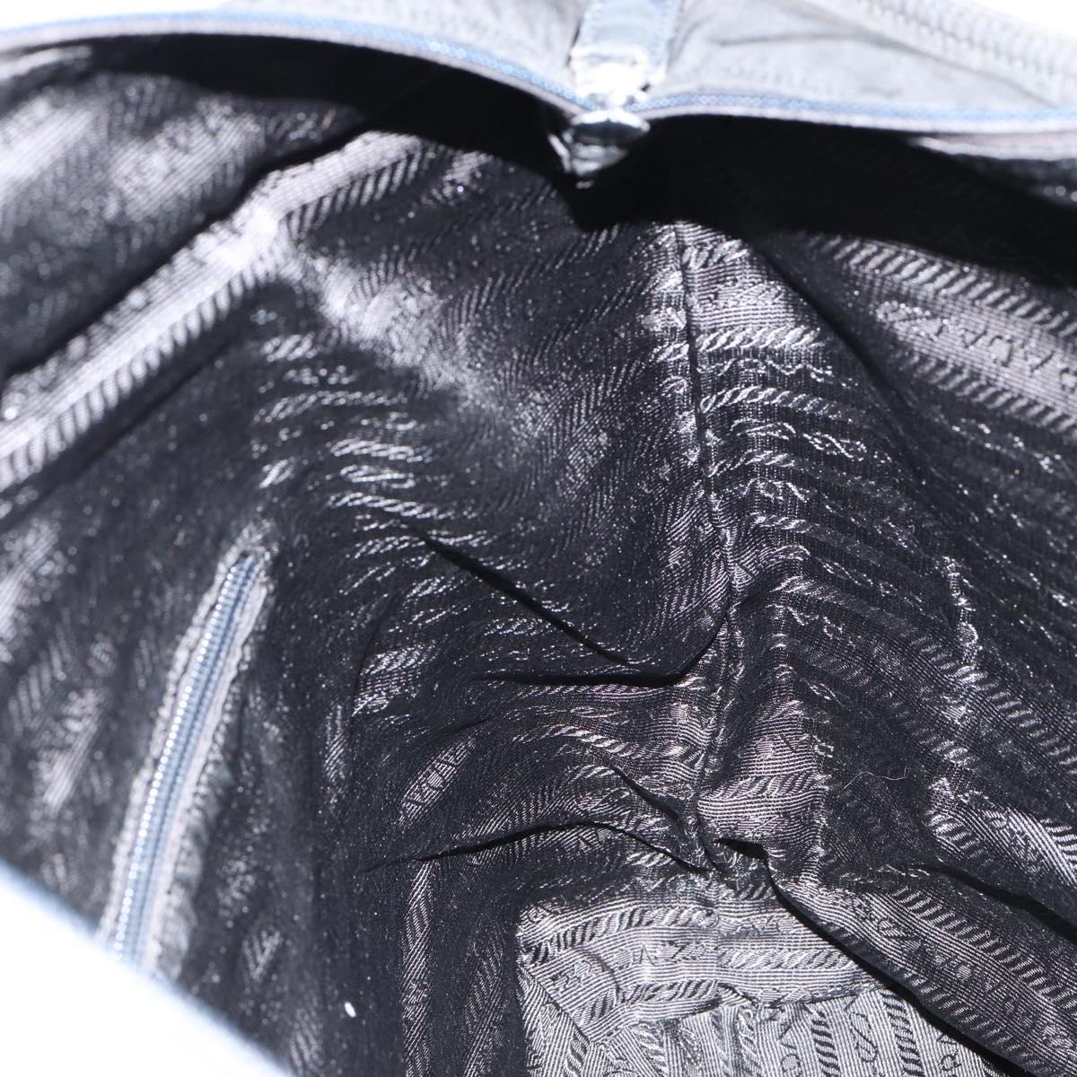 PRADA Hand Bag Nylon Black Silver Auth 154512