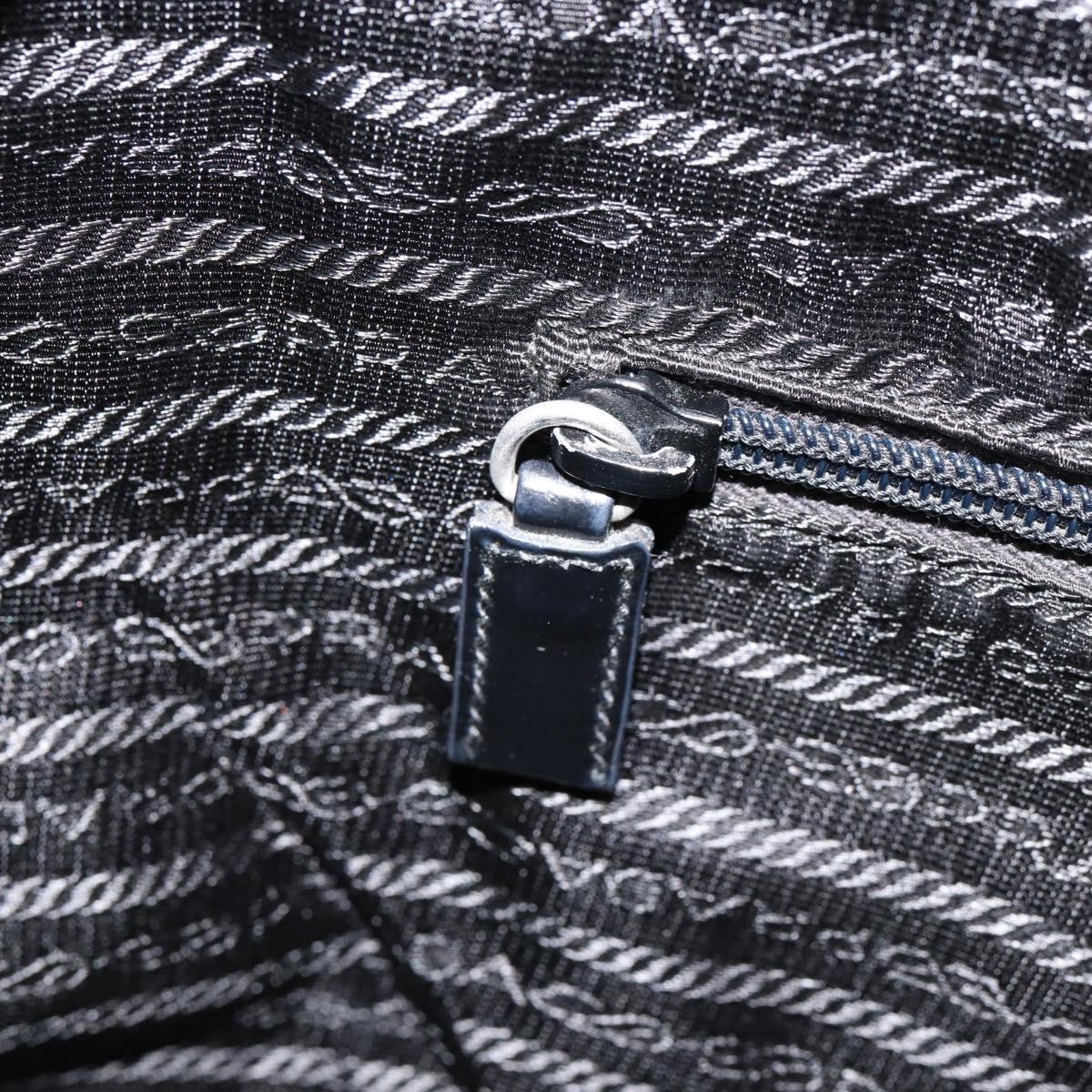 PRADA Hand Bag Nylon Black Silver Auth 154512