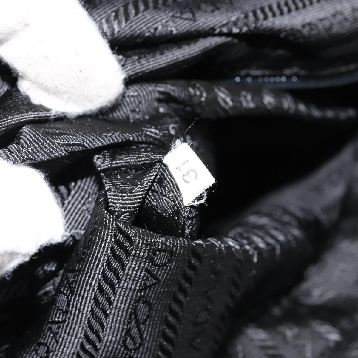 PRADA Hand Bag Nylon Black Silver Auth 154512