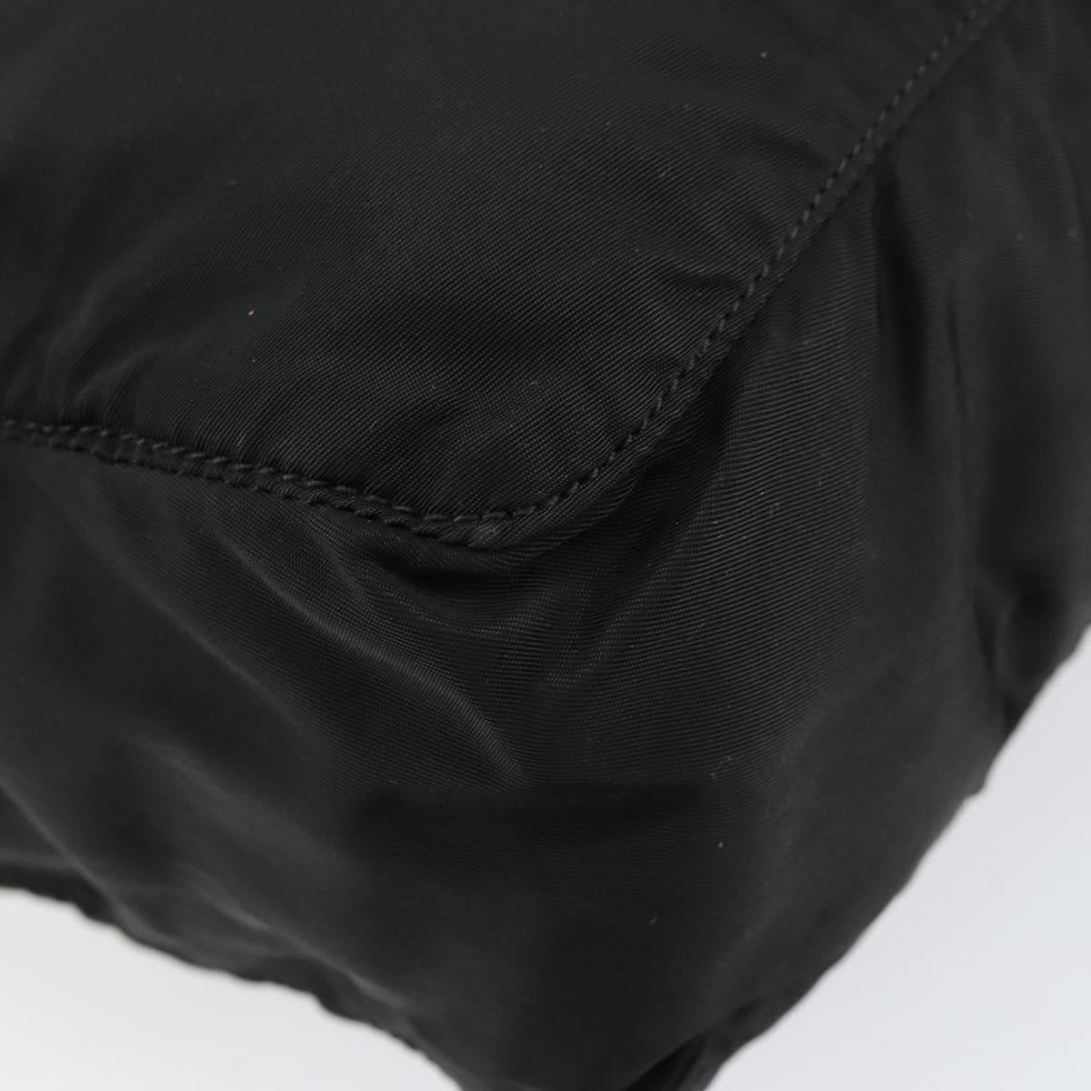 PRADA Hand Bag Nylon Black Silver Auth 154513