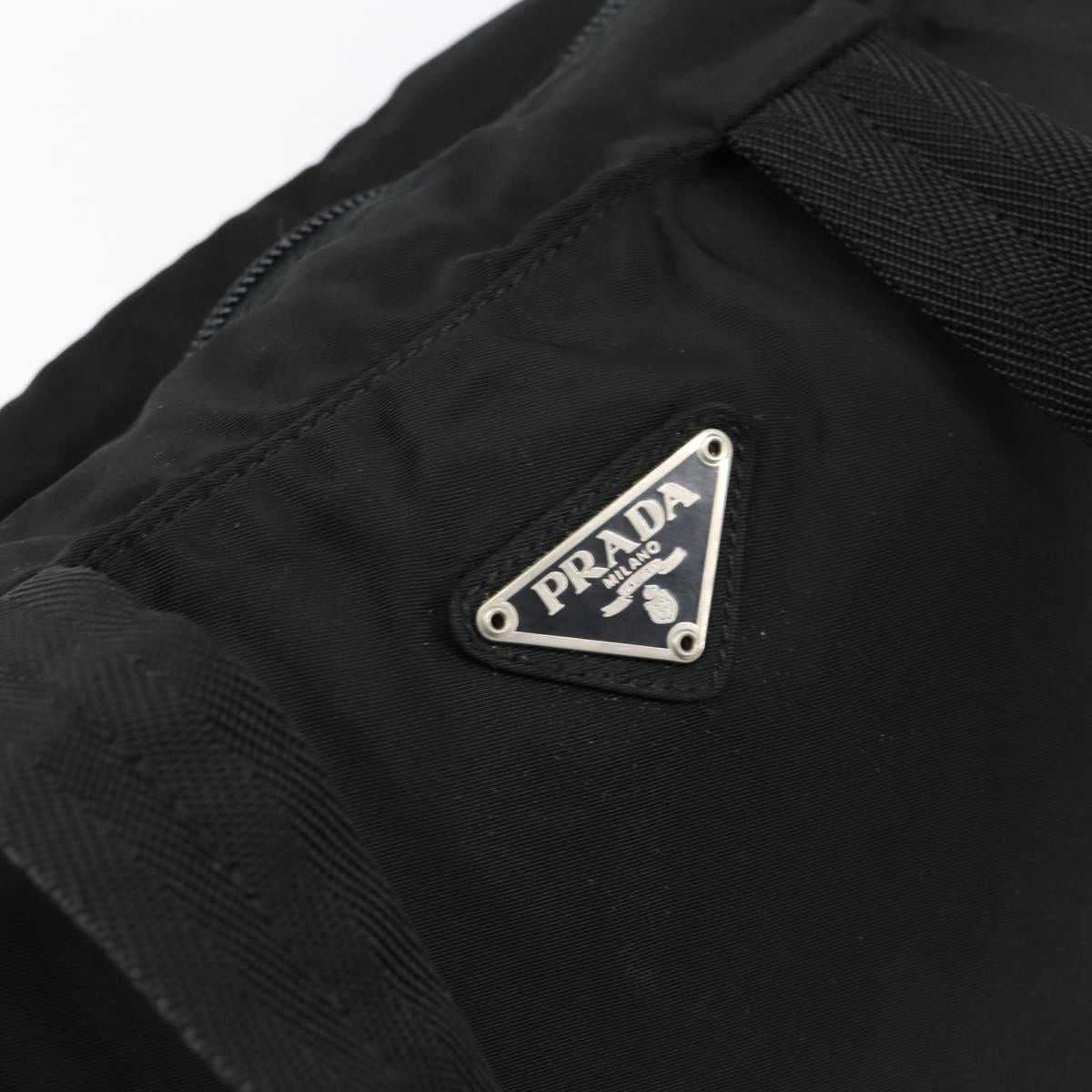 PRADA Hand Bag Nylon Black Silver Auth 154513