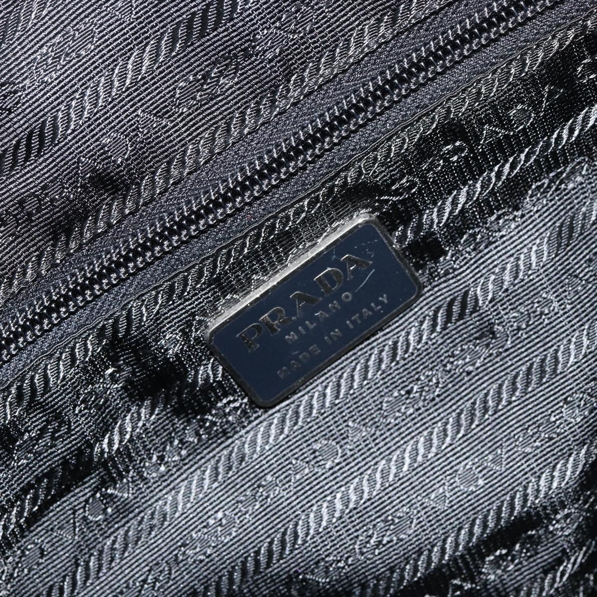 PRADA Hand Bag Nylon Black Silver Auth 154513