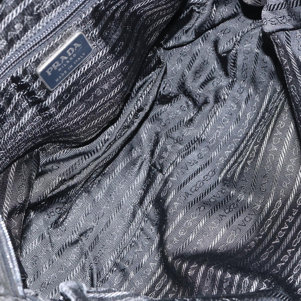 PRADA Hand Bag Nylon Black Silver Auth 154513