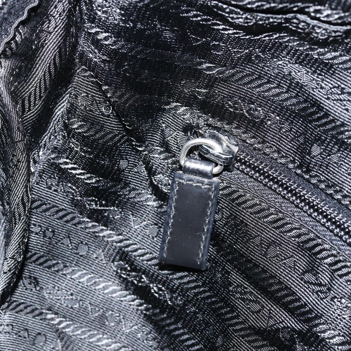 PRADA Hand Bag Nylon Black Silver Auth 154513