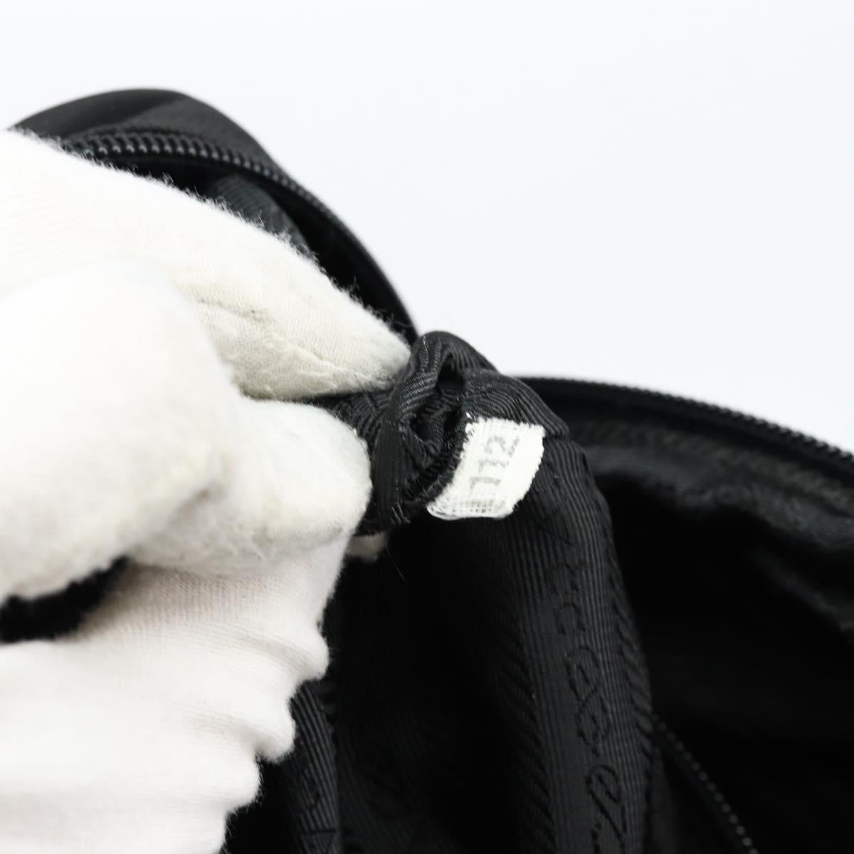 PRADA Hand Bag Nylon Black Silver Auth 154513