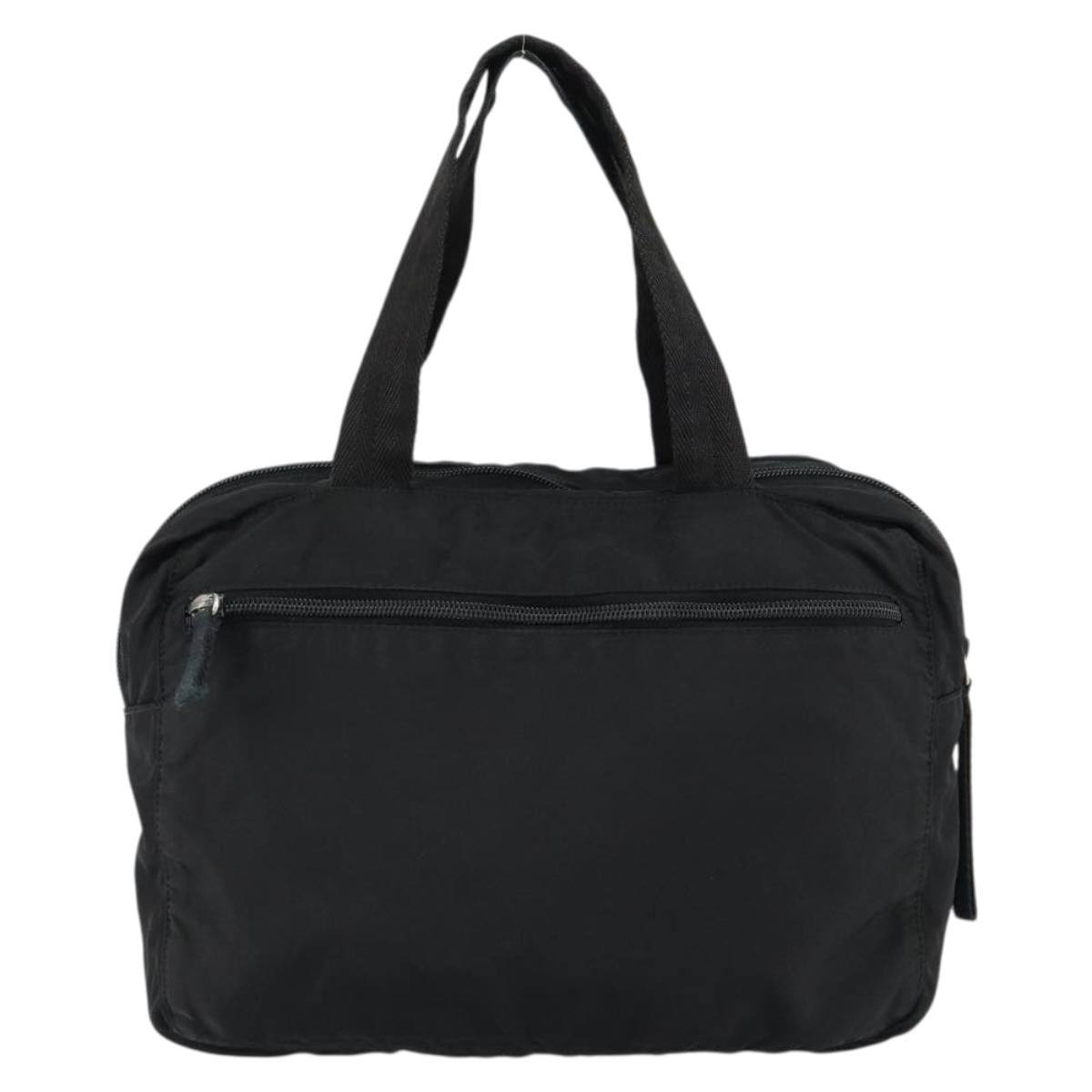 PRADA Hand Bag Nylon Black Silver Auth 154513