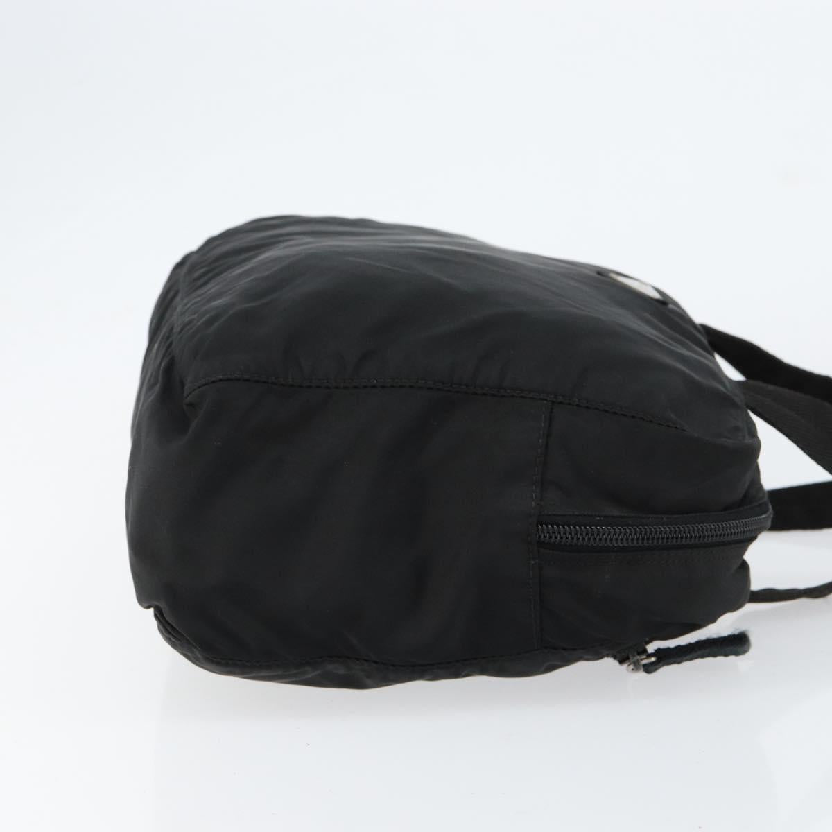 PRADA Hand Bag Nylon Black Silver Auth 154513