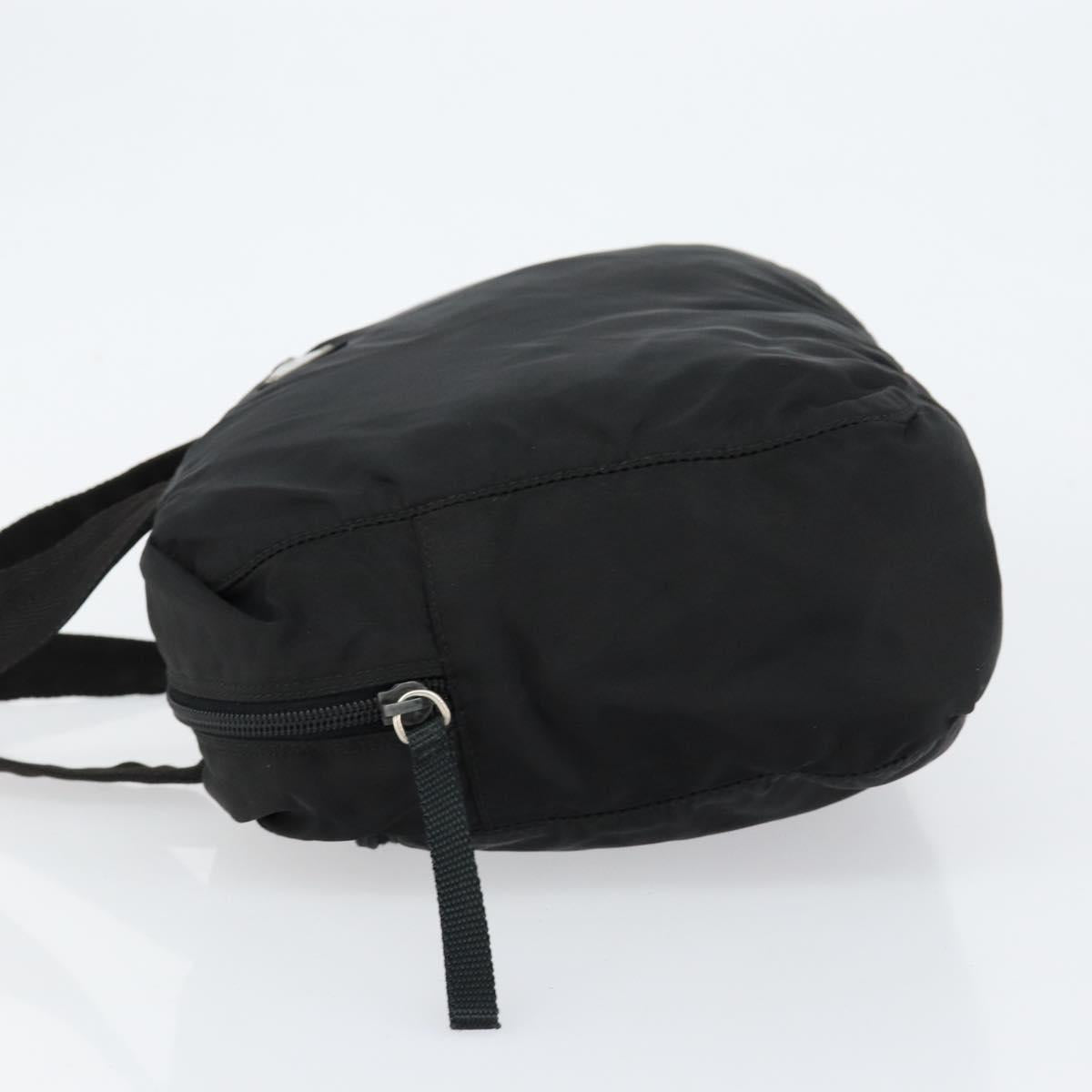 PRADA Hand Bag Nylon Black Silver Auth 154513