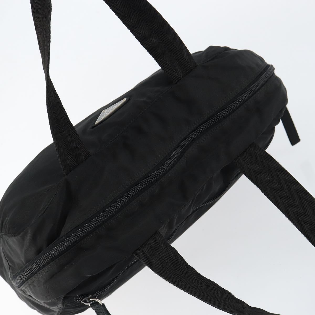 PRADA Hand Bag Nylon Black Silver Auth 154513