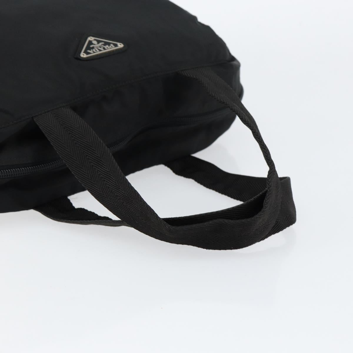 PRADA Hand Bag Nylon Black Silver Auth 154513