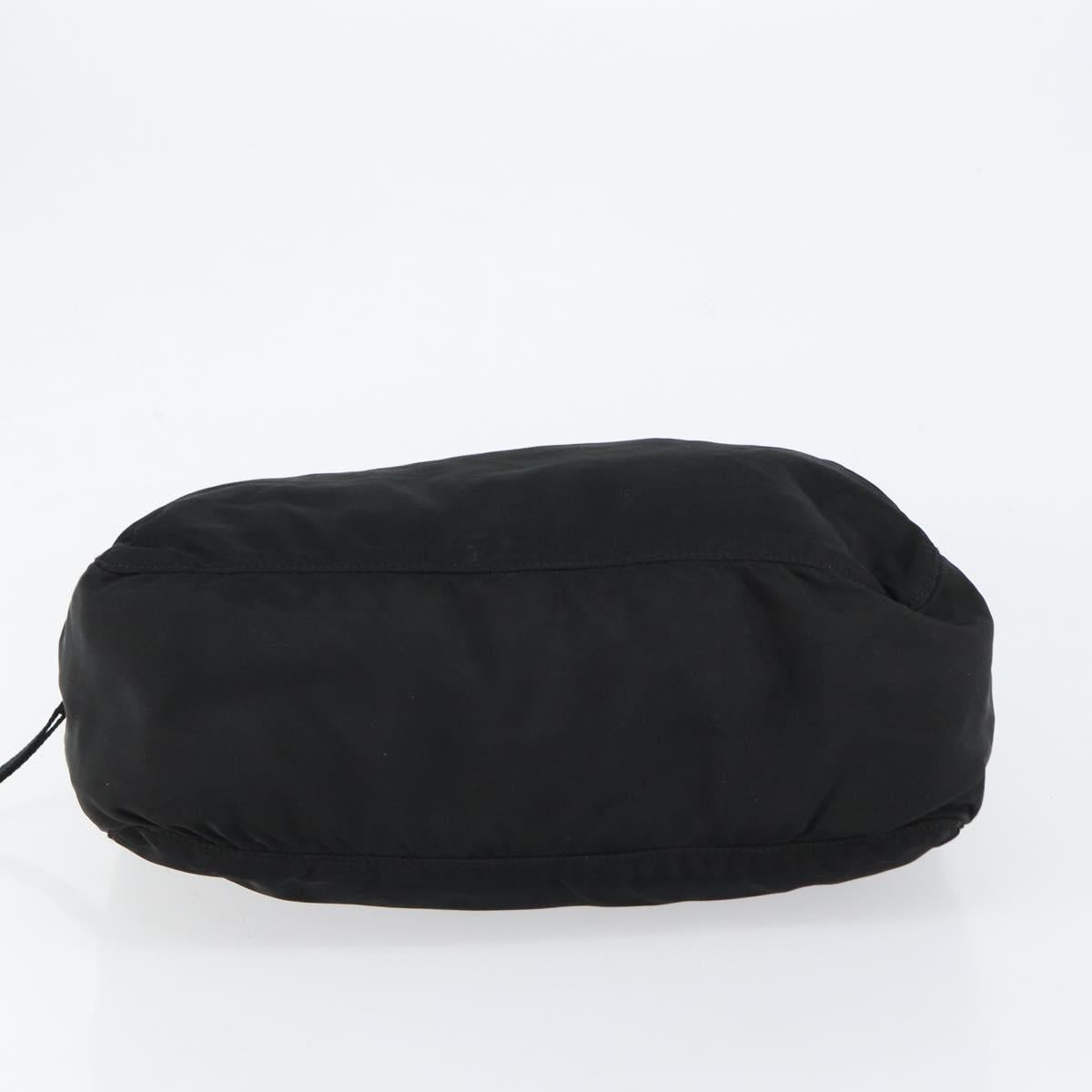 PRADA Hand Bag Nylon Black Silver Auth 154513