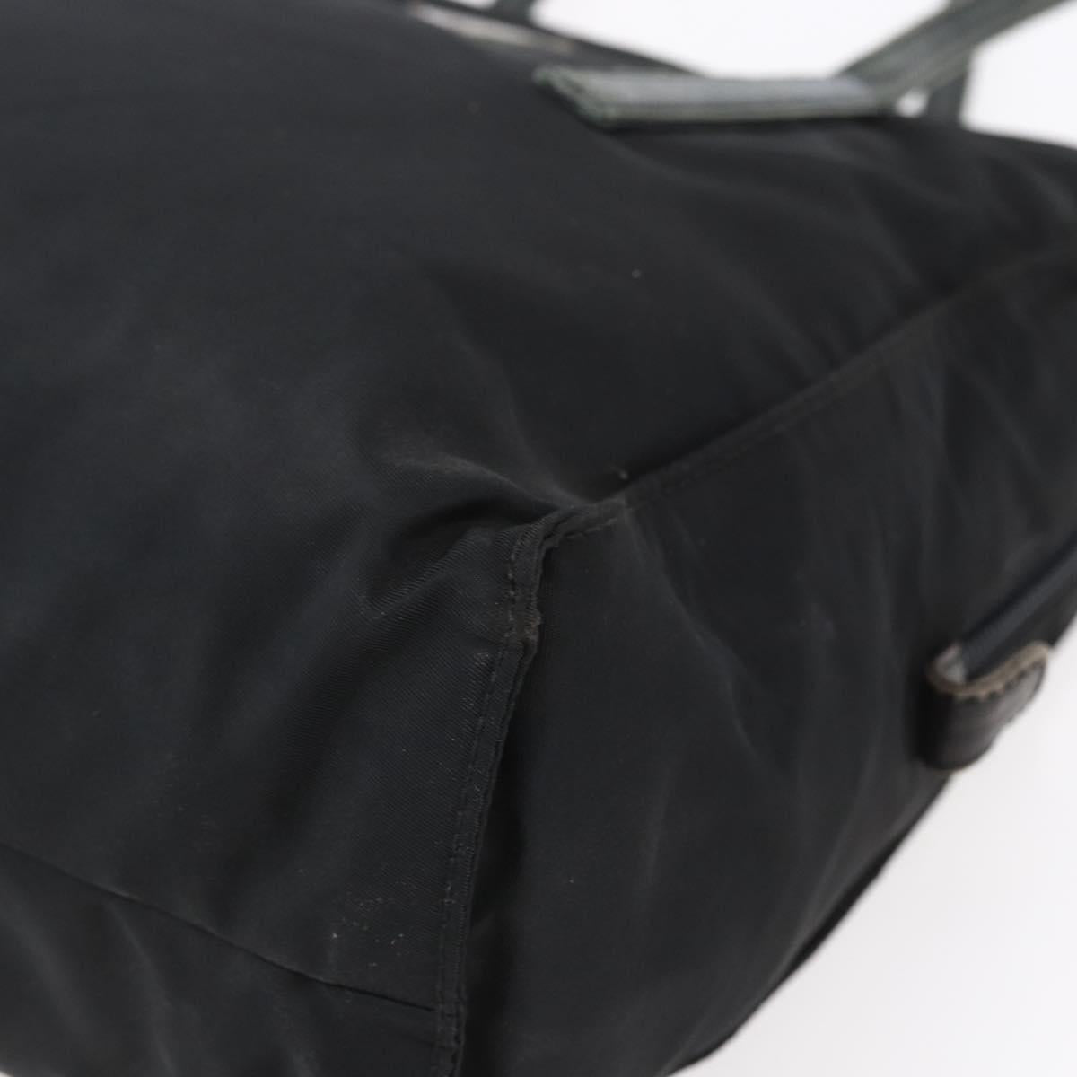 PRADA Hand Bag Nylon Black Silver Auth 154514