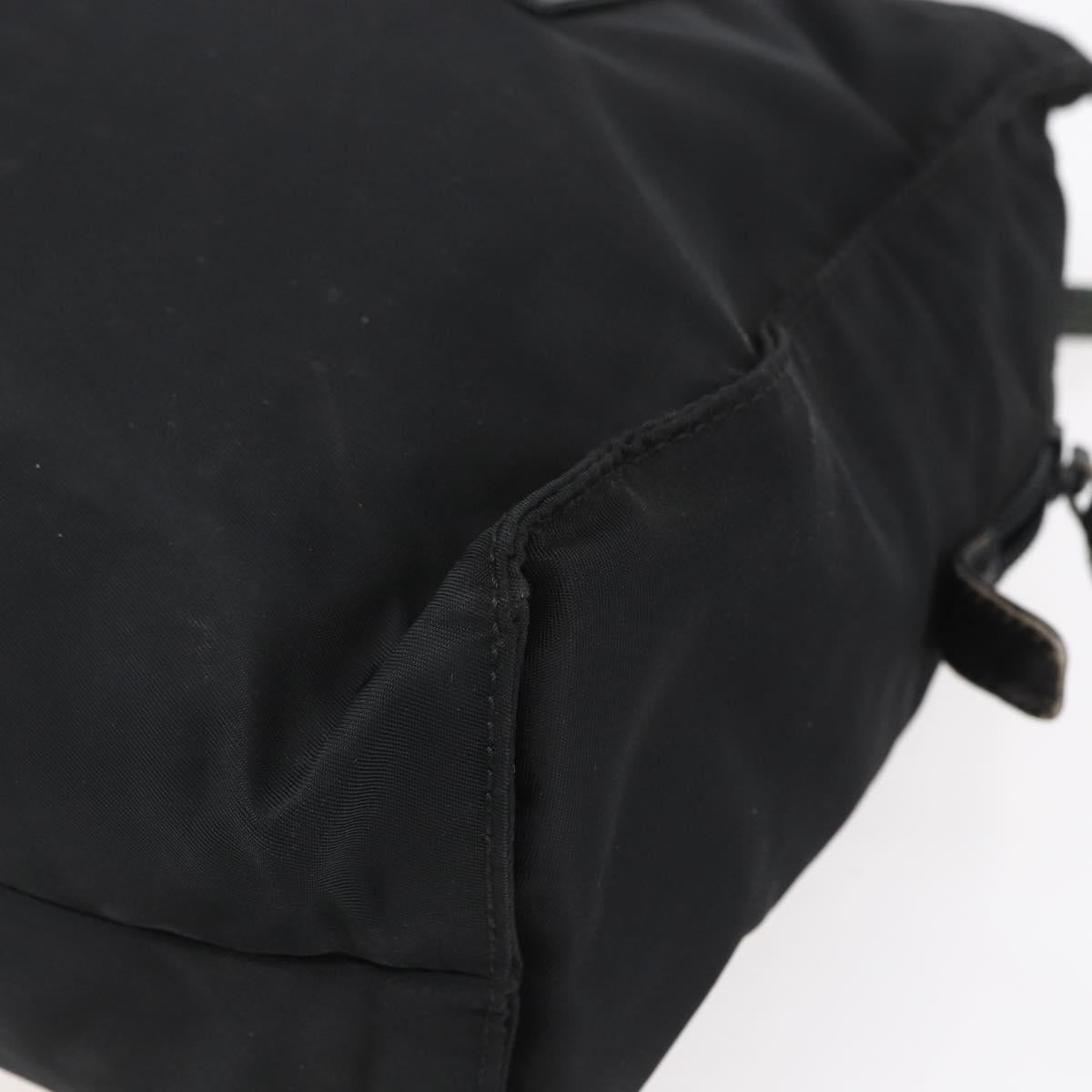 PRADA Hand Bag Nylon Black Silver Auth 154514